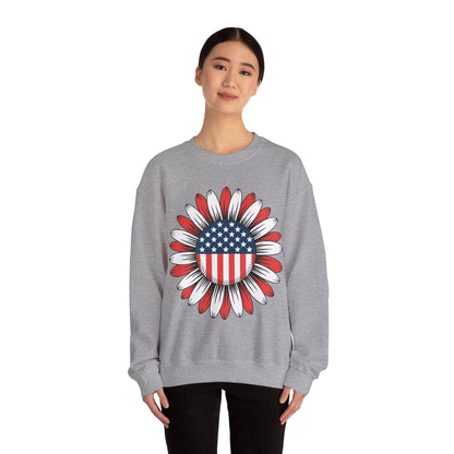 Sunflower American Flag 4th of July Women Men Merica USA Sweatshirt