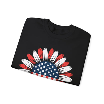 Sunflower American Flag 4th of July Women Men Merica USA Sweatshirt
