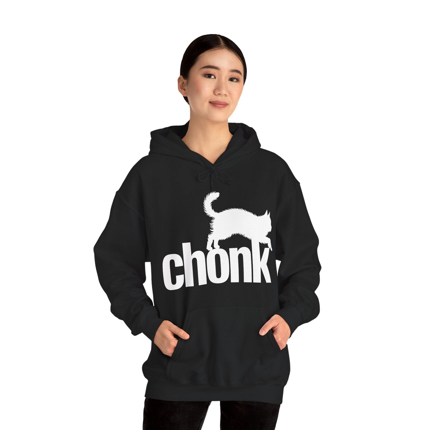 Chonk Cat Meme Funny Black Hoodie
