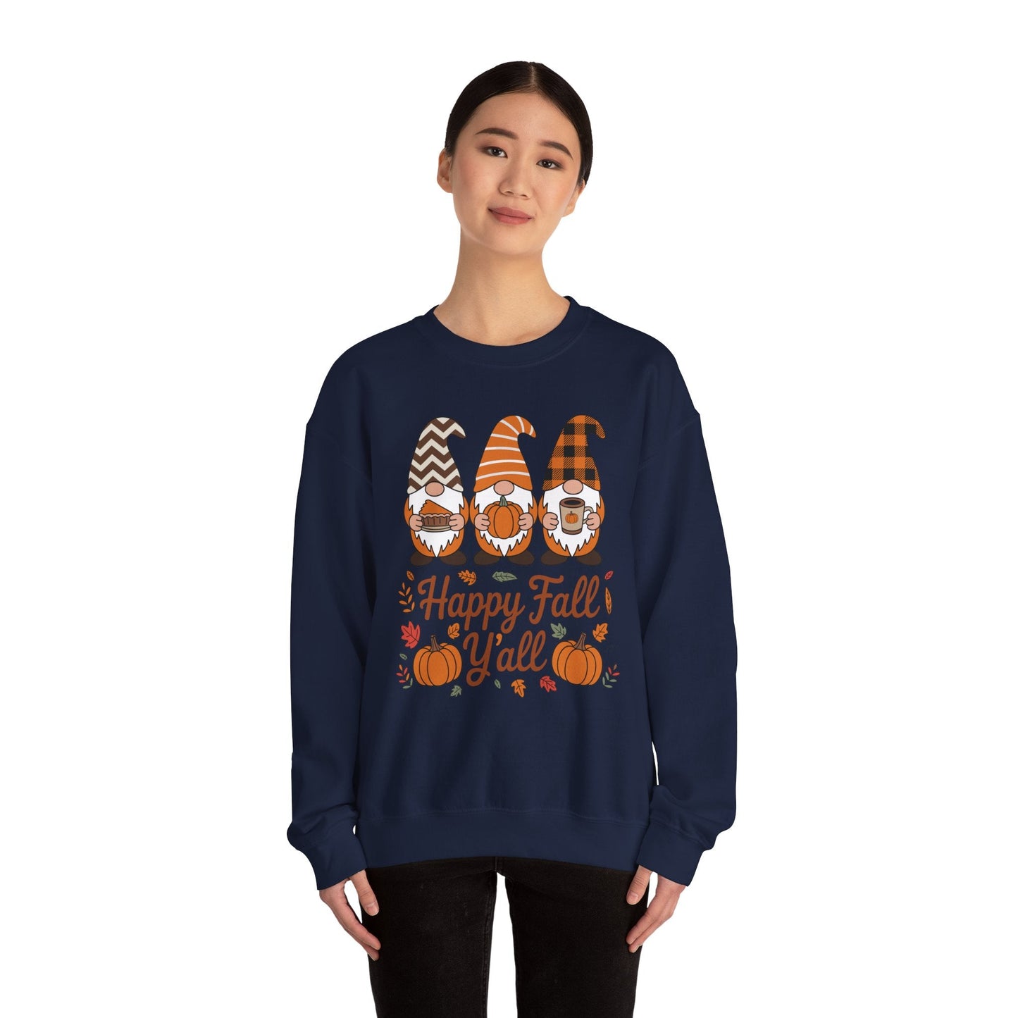 Happy Fall Y'all Gnome Pumpkin Autumn Thanksgiving Men Women Sweatshirt