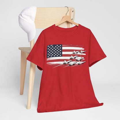 Patriotic Red White Blue USA Flag Fighter Jets 4th of July T-Shirt