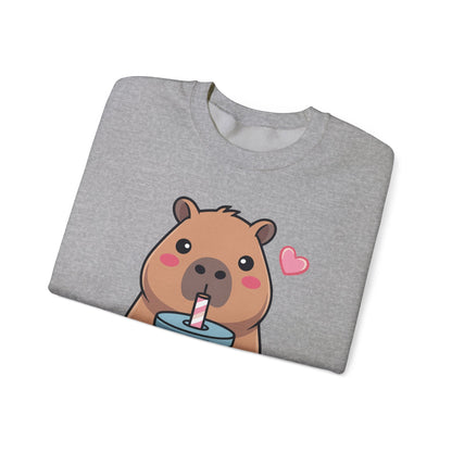 Cute Capybara Kawaii Anime Drinking Bubble Tea Lover Girls Sweatshirt