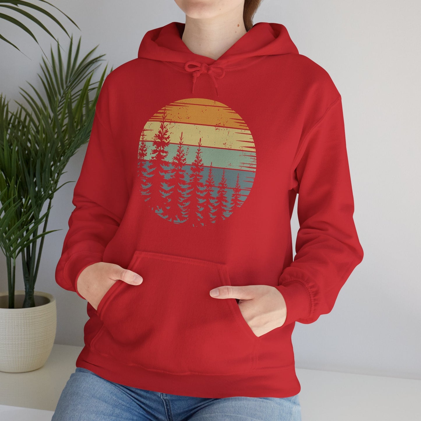 Retro Forest Trees Outdoors Nature Vintage Graphic Hoodie