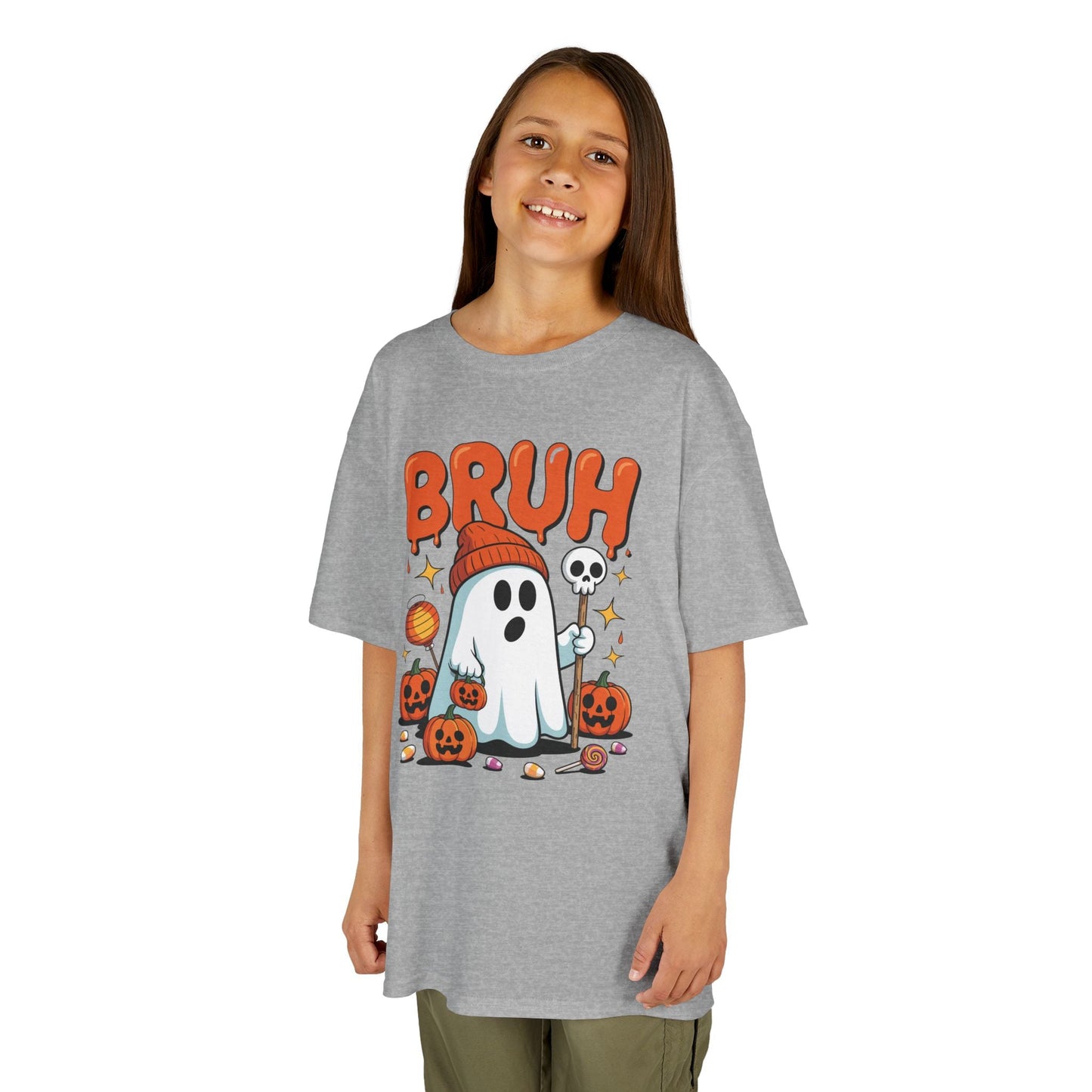 Bruh Ghost Halloween Cute Ghost Trick Or Treat Candy Kids T-Shirt