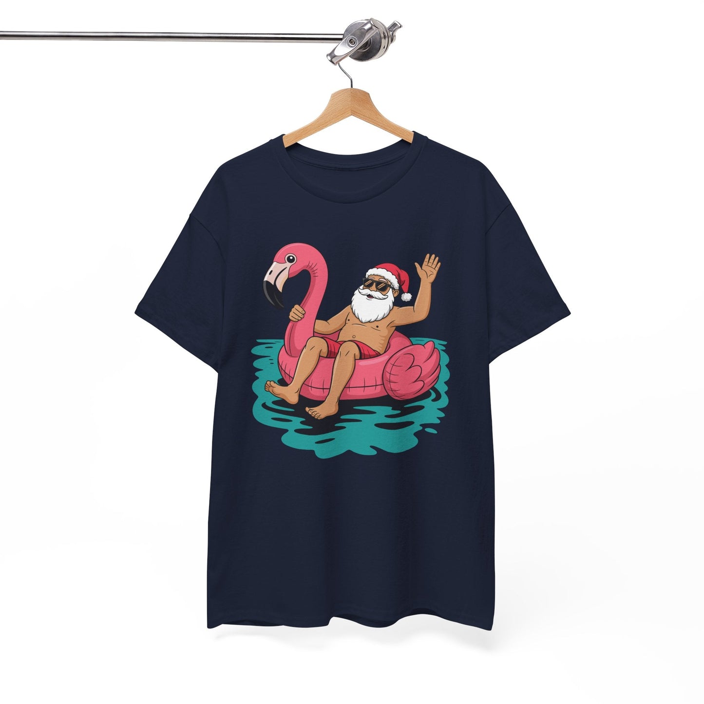 Santa Flamingo Floatie Funny Christmas In July Summer Xmas T-Shirt