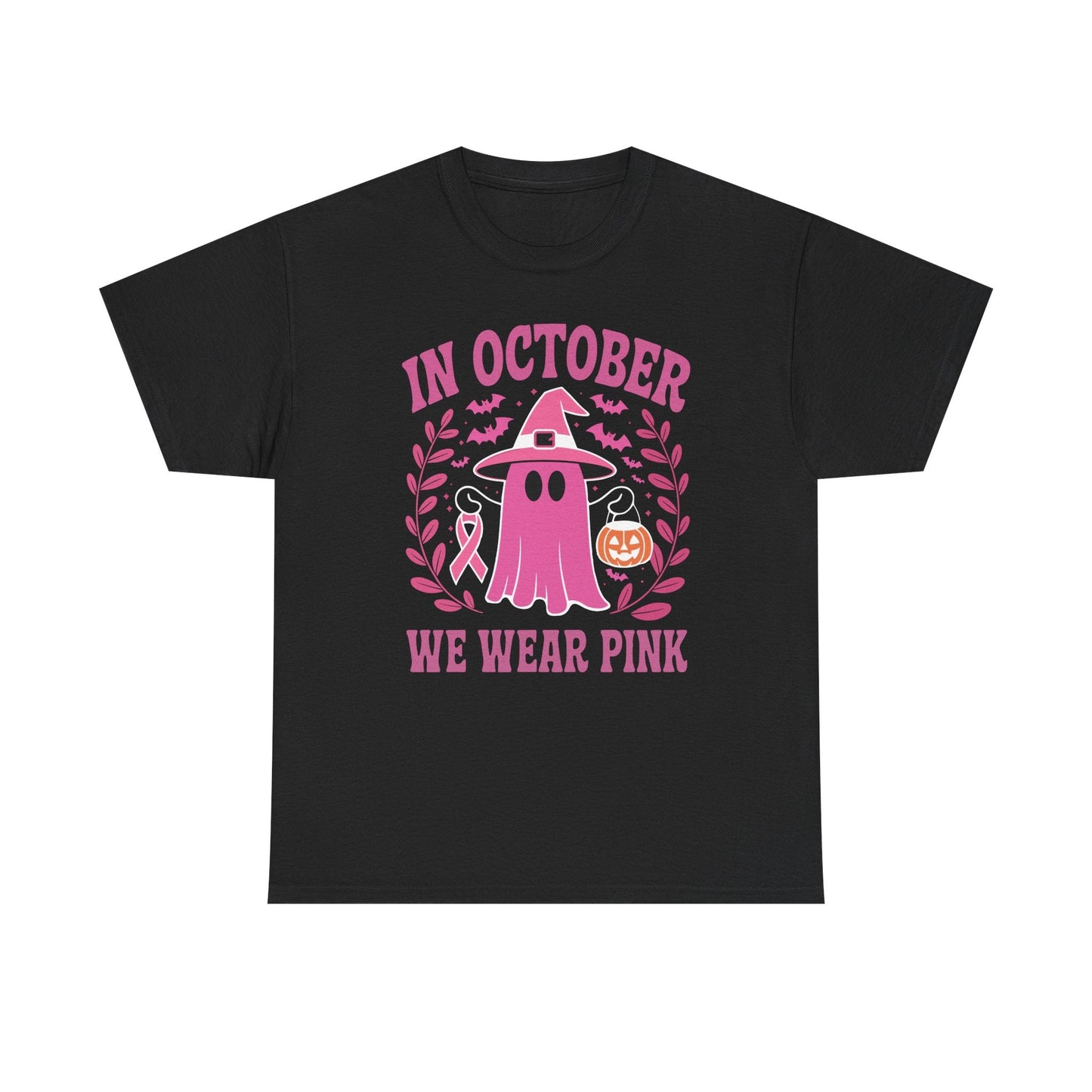 In October We Wear Pink Breast Cancer Awareness Halloween T-Shirt