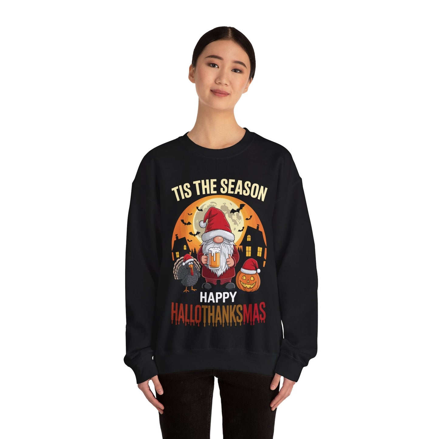 Happy Hallothanksmas Halloween Thanksgiving Merry Christmas Sweatshirt
