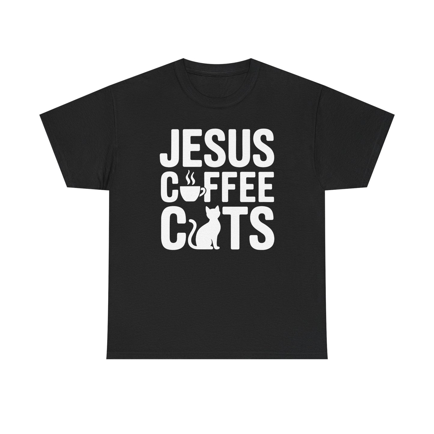 Christian Jesus, Coffee, Cats - Religous Cat Caffeine Lover T-Shirt