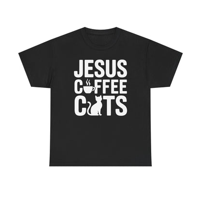 Christian Jesus, Coffee, Cats - Religous Cat Caffeine Lover T-Shirt