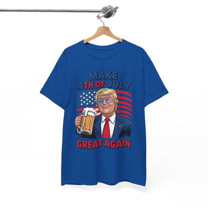 Trump Make 4th of July Great Again Men Drinking Beer Funny T-Shirt