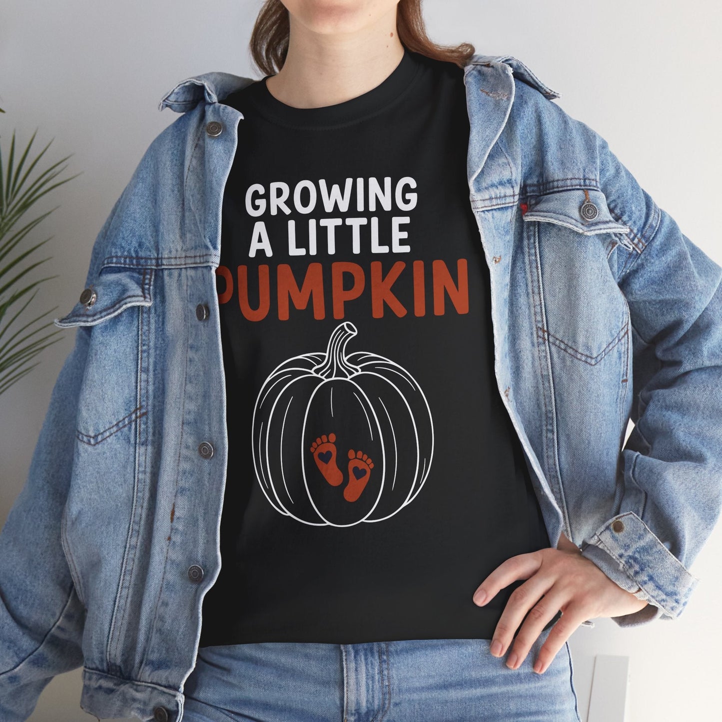 Growing A Little Pumpkin Fall Thanksgiving Baby Bump Wife T-Shirt
