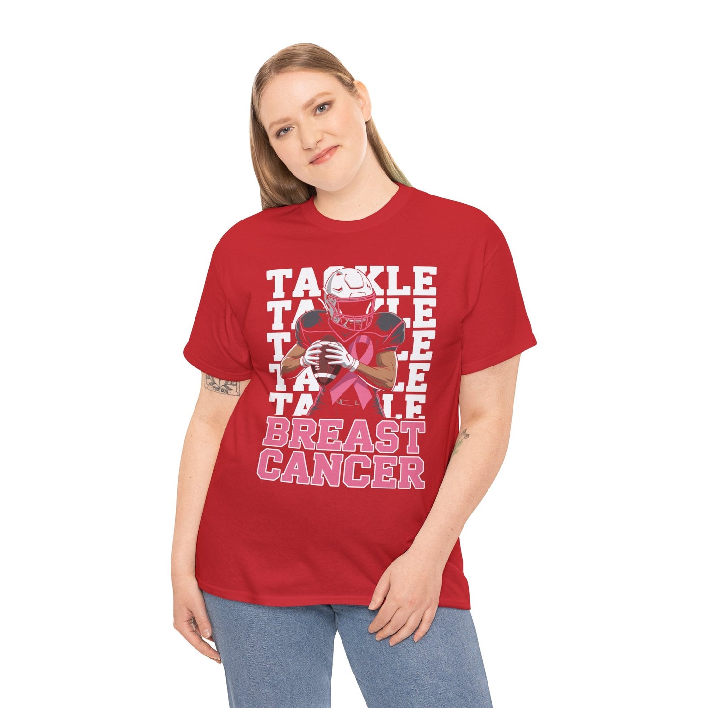 Tackle Football Breast Cancer Awareness Pink Ribbon T-Shirt