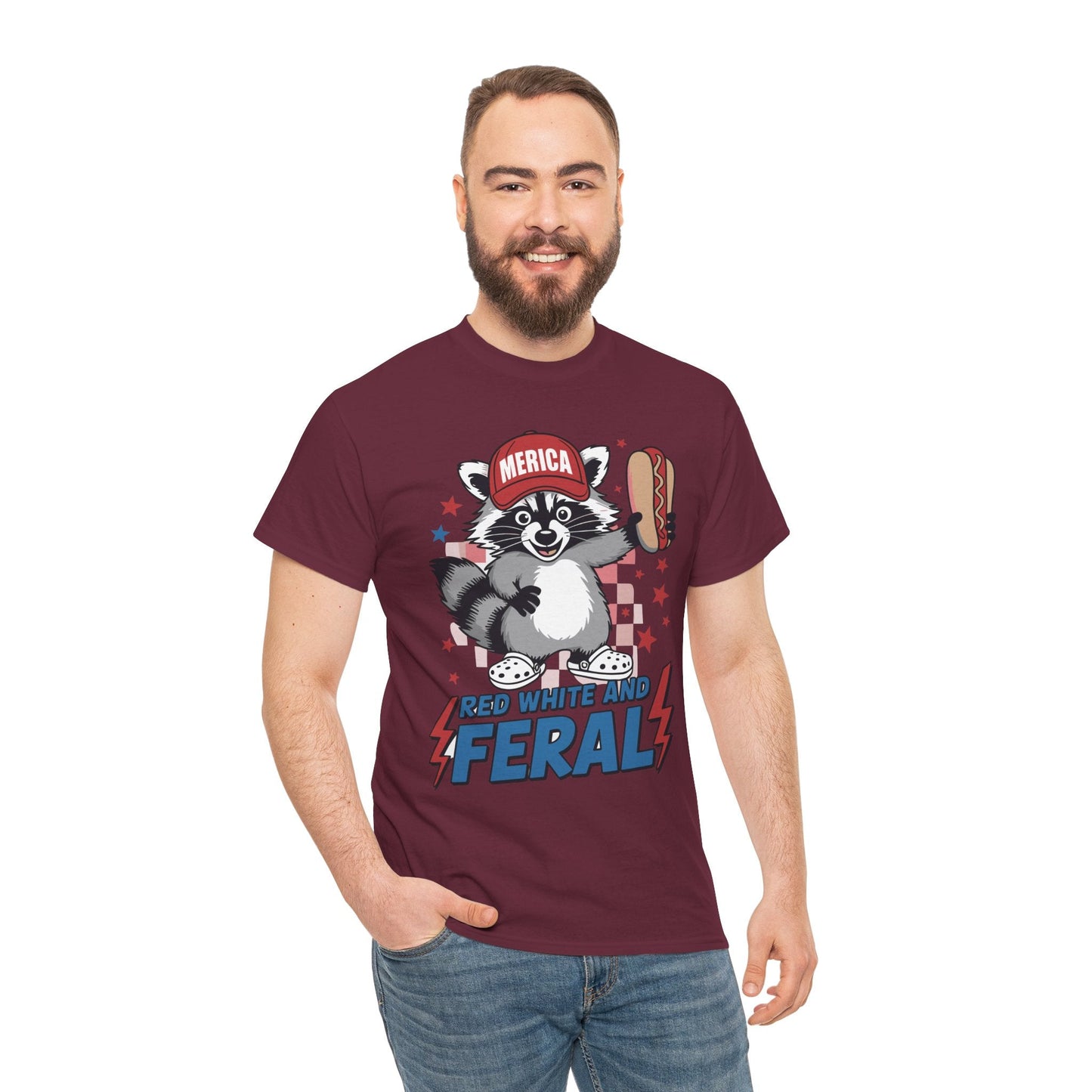 Red White And Feral Raccoon 4th of July Saying Meme T-Shirt