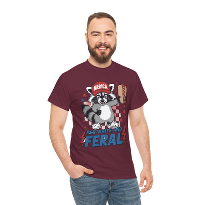 Red White And Feral Raccoon 4th of July Saying Meme T-Shirt
