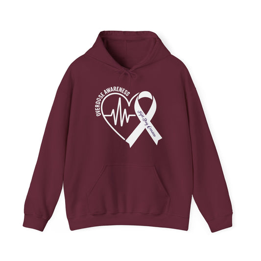 Overdose Awareness Month Heart Purple Ribbon Support Hoodie