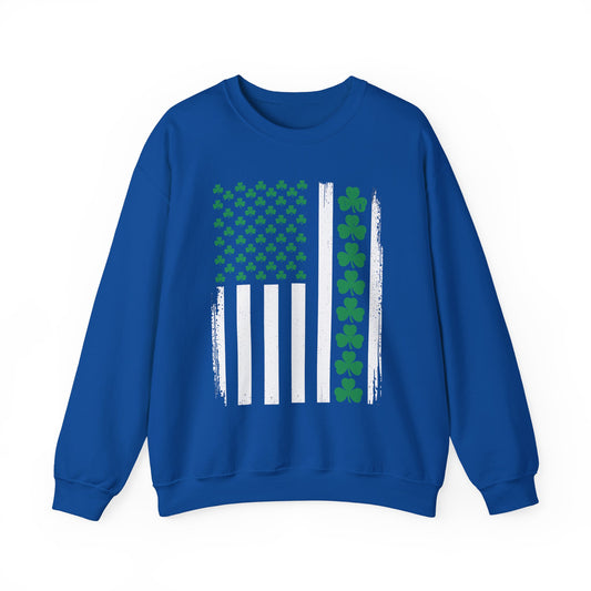 US American Flag with Shamrocks for St Patricks Day Sweatshirt