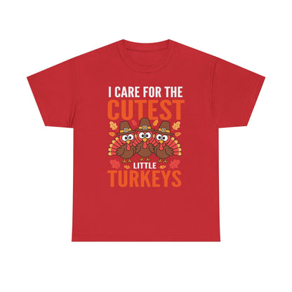 Care For Little Turkeys Nurse Fall Thanksgiving Scrub Top T-Shirt