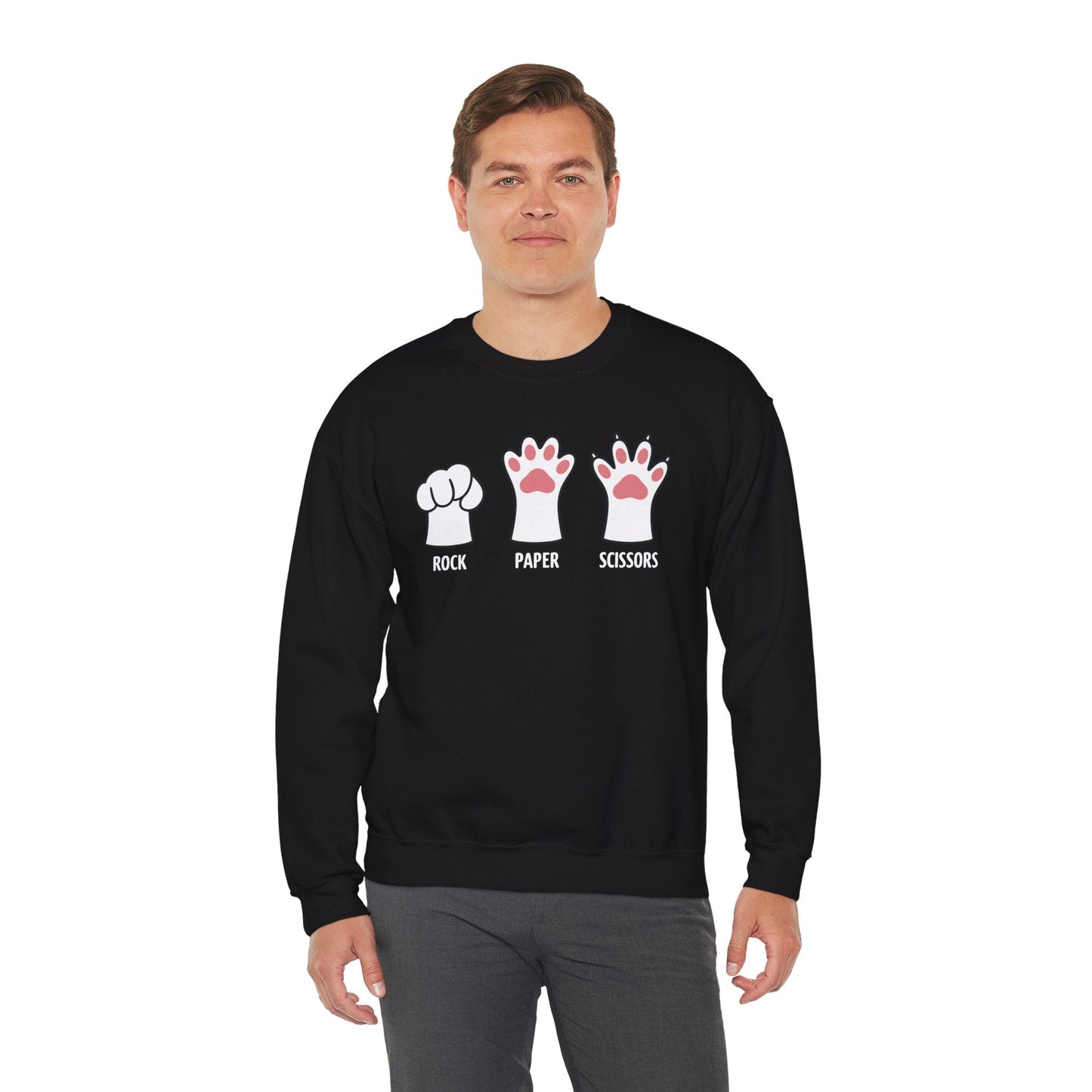 Funny  Introvert Cat Animal Rescue Rock Paper Scissors Cute Paw Cat Sweatshirt