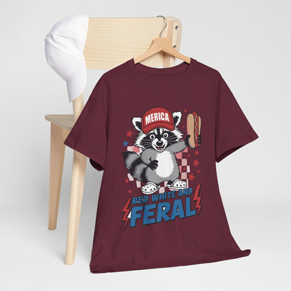 Red White And Feral Raccoon 4th of July Saying Meme T-Shirt