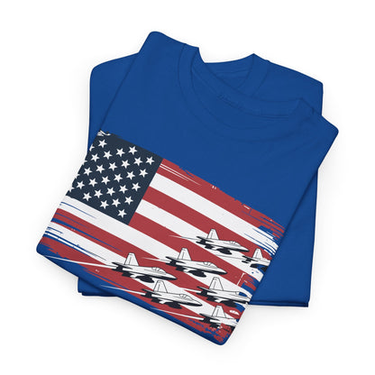 Patriotic Red White Blue USA Flag Fighter Jets 4th of July T-Shirt
