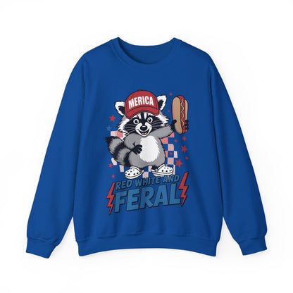 Red White And Feral Raccoon 4th of July Saying Meme Sweatshirt
