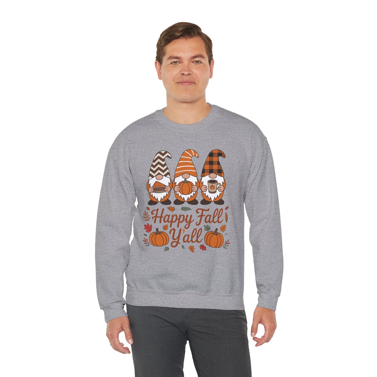 Happy Fall Y'all Gnome Pumpkin Autumn Thanksgiving Men Women Sweatshirt