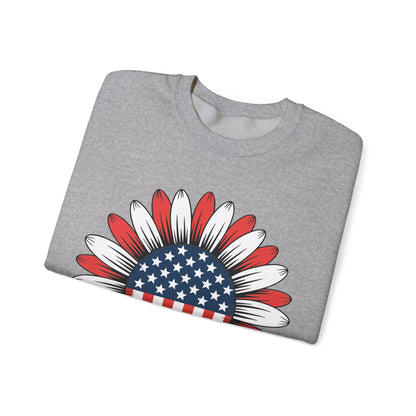 Sunflower American Flag 4th of July Women Men Merica USA Sweatshirt