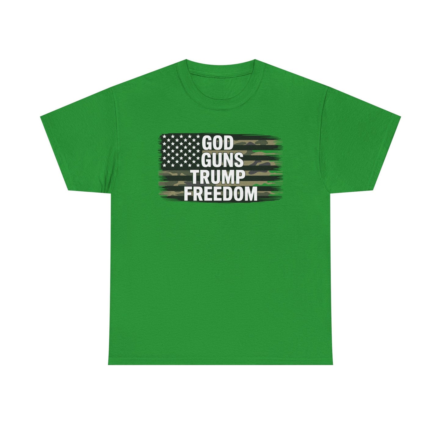 God Guns Trump Freedom Funny Camouflage Pro Gun USA Flag T-Shirt