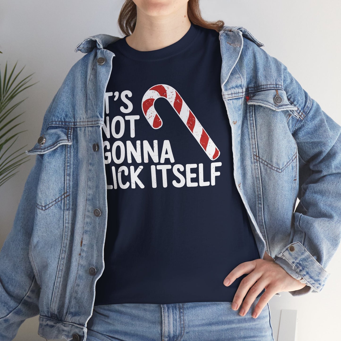 Funny Candy Cane Lick Itself Adult Christmas in July Gift T-Shirt