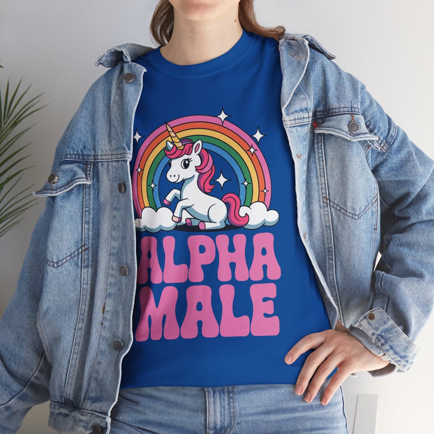 Funny Alpha Male Unicorn Sarcastic Ironic Weird Y2K Humor T-Shirt