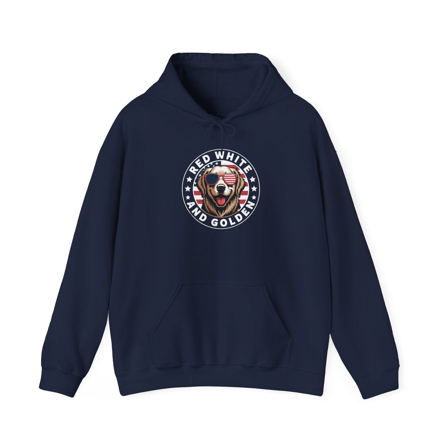 Red White Golden Retriever American Flag 4th of July Gift Hoodie
