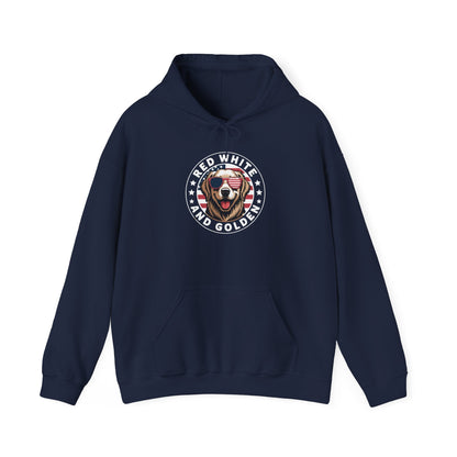 Red White Golden Retriever American Flag 4th of July Gift Hoodie