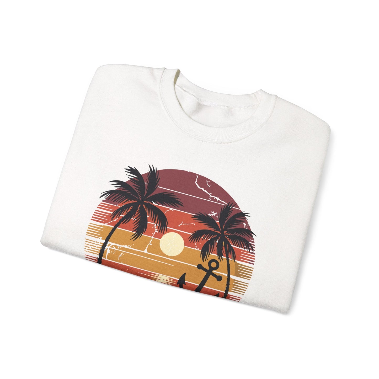 On Cruise Time Coconut Tree Graphic Summer Vacation Cruising Sweatshirt