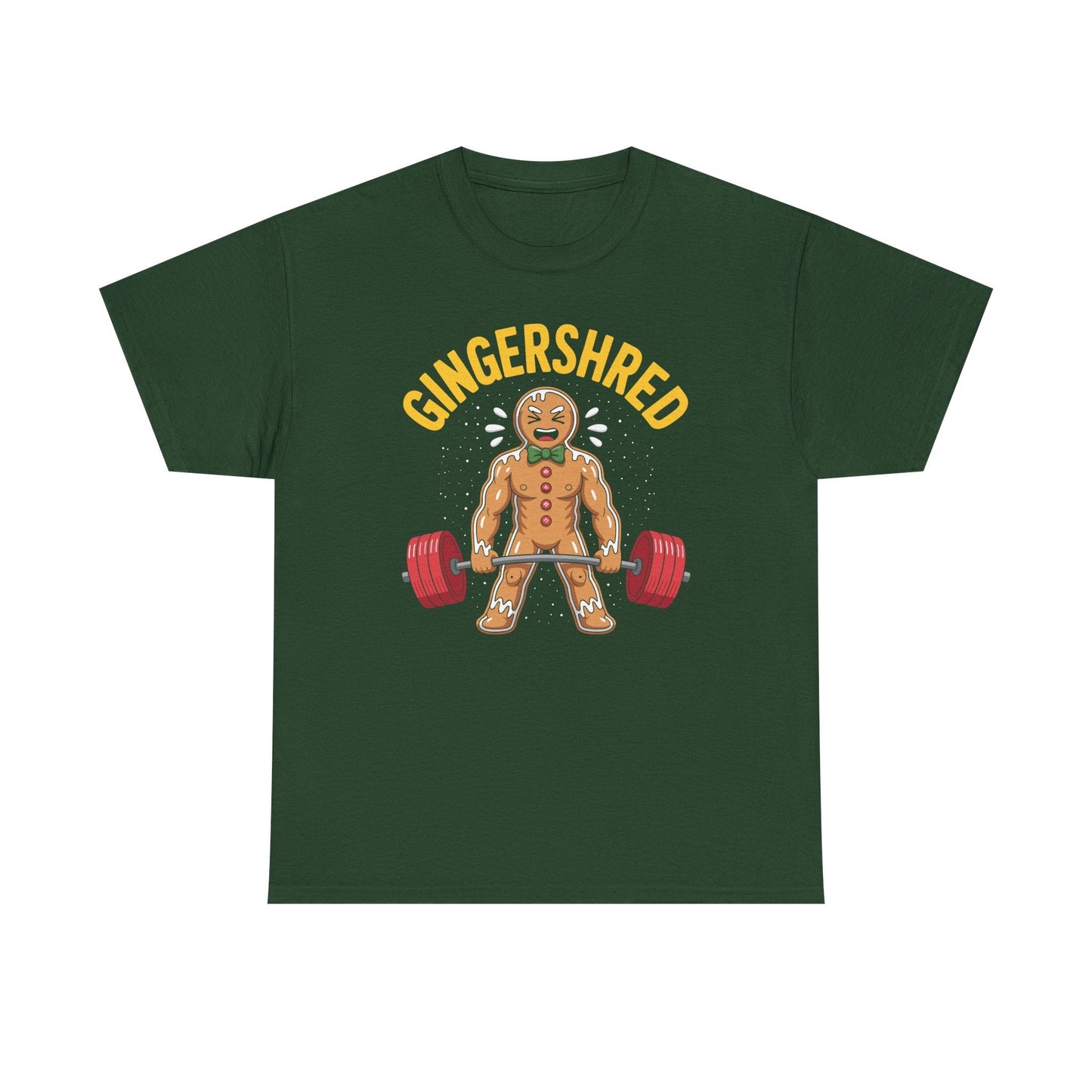 Funny Gingershred Gingerbread Man Gym Bodybuilding Christmas T-Shirt