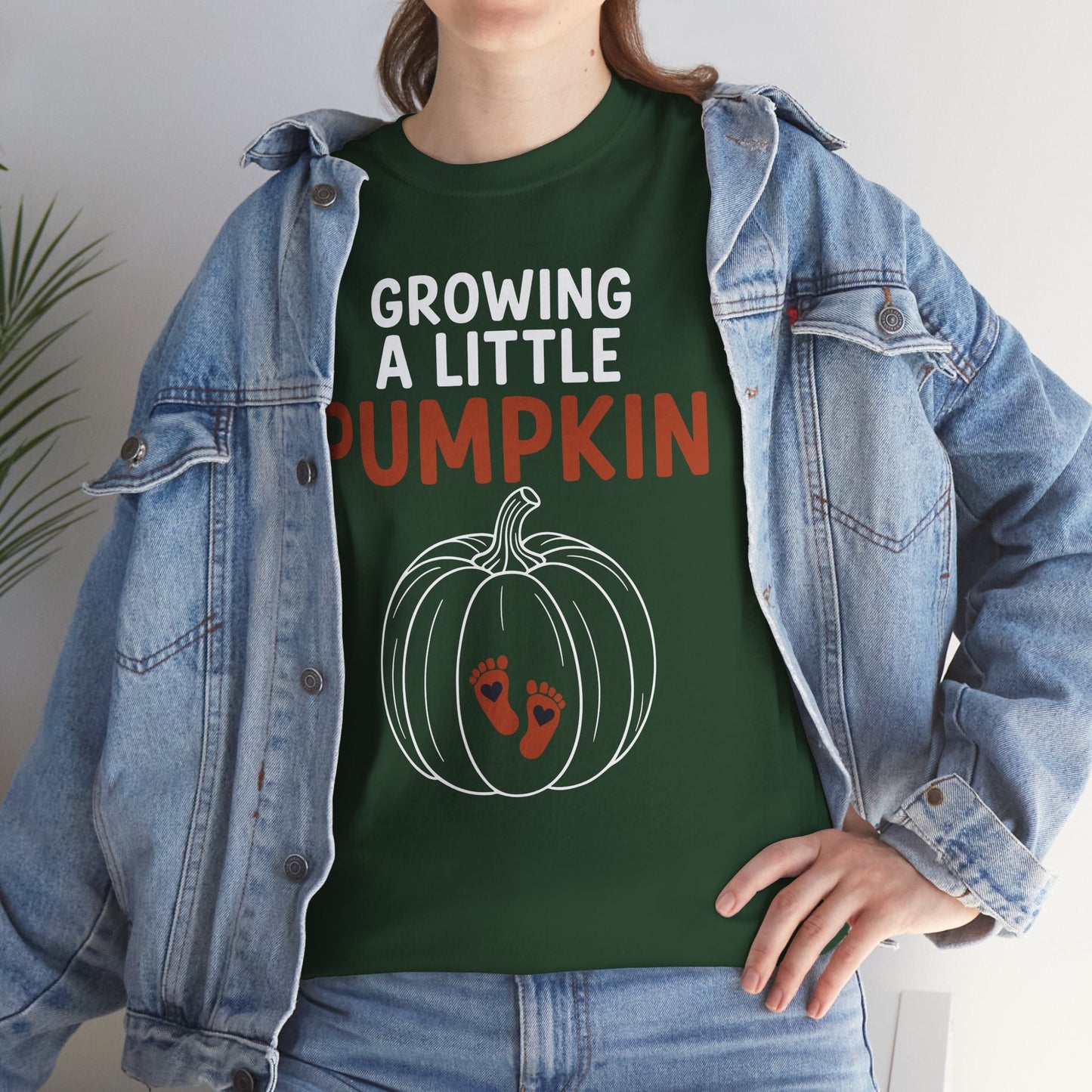 Growing A Little Pumpkin Fall Thanksgiving Baby Bump Wife T-Shirt