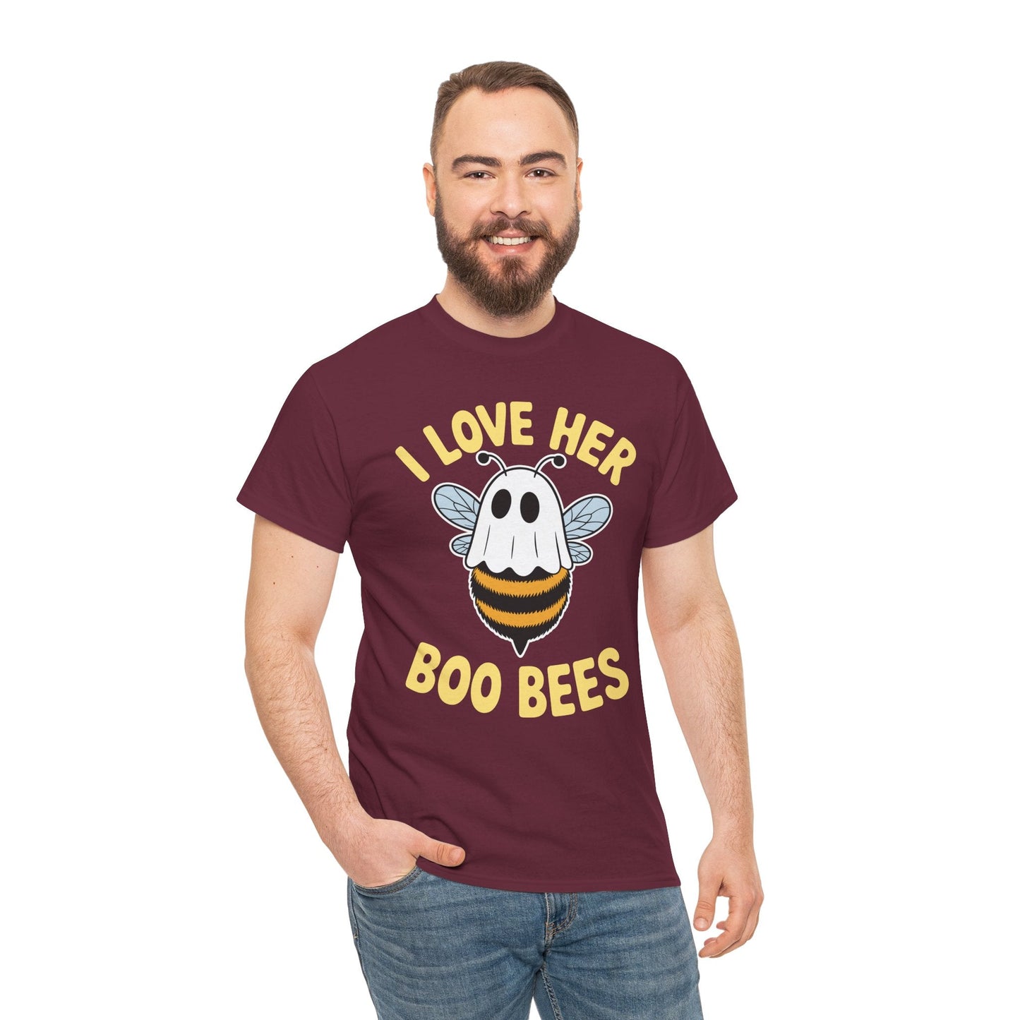 I Love Her Boo Bees Couples Halloween Adult Costume His Men T-Shirt