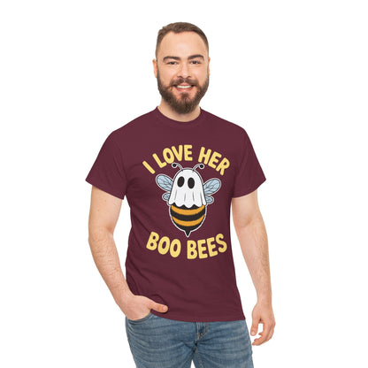 I Love Her Boo Bees Couples Halloween Adult Costume His Men T-Shirt