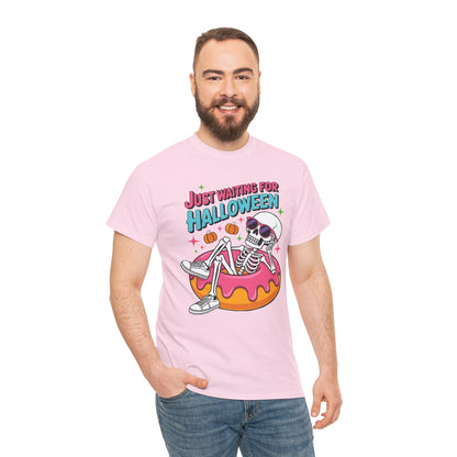 Just Waiting For Halloween Skeleton Donut Summerween Vibes T-Shirt