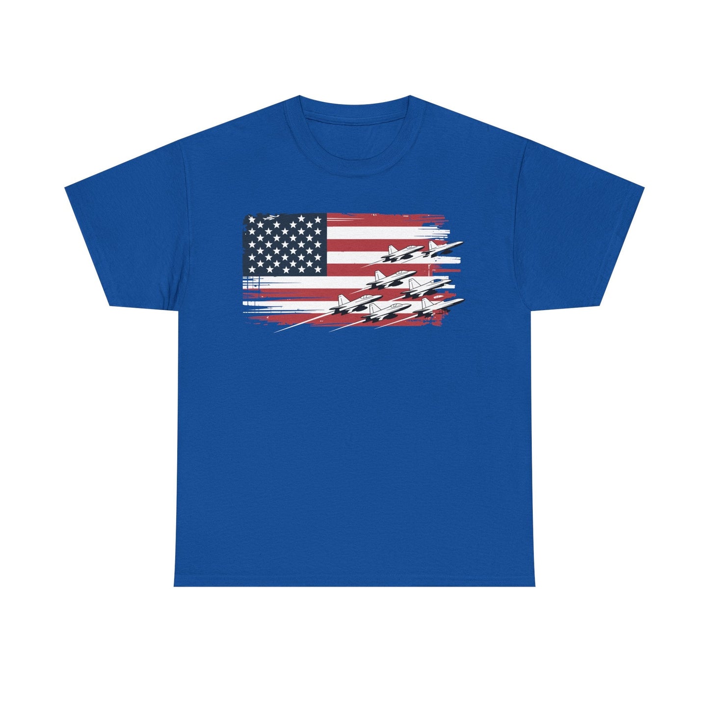 Patriotic Red White Blue USA Flag Fighter Jets 4th of July T-Shirt