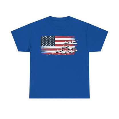 Patriotic Red White Blue USA Flag Fighter Jets 4th of July T-Shirt