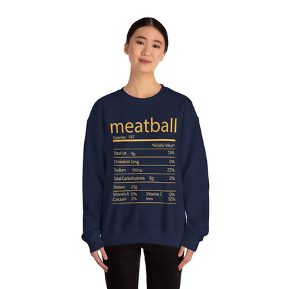 Meatball Nutrition Facts Funny Thanksgiving Christmas Sweatshirt