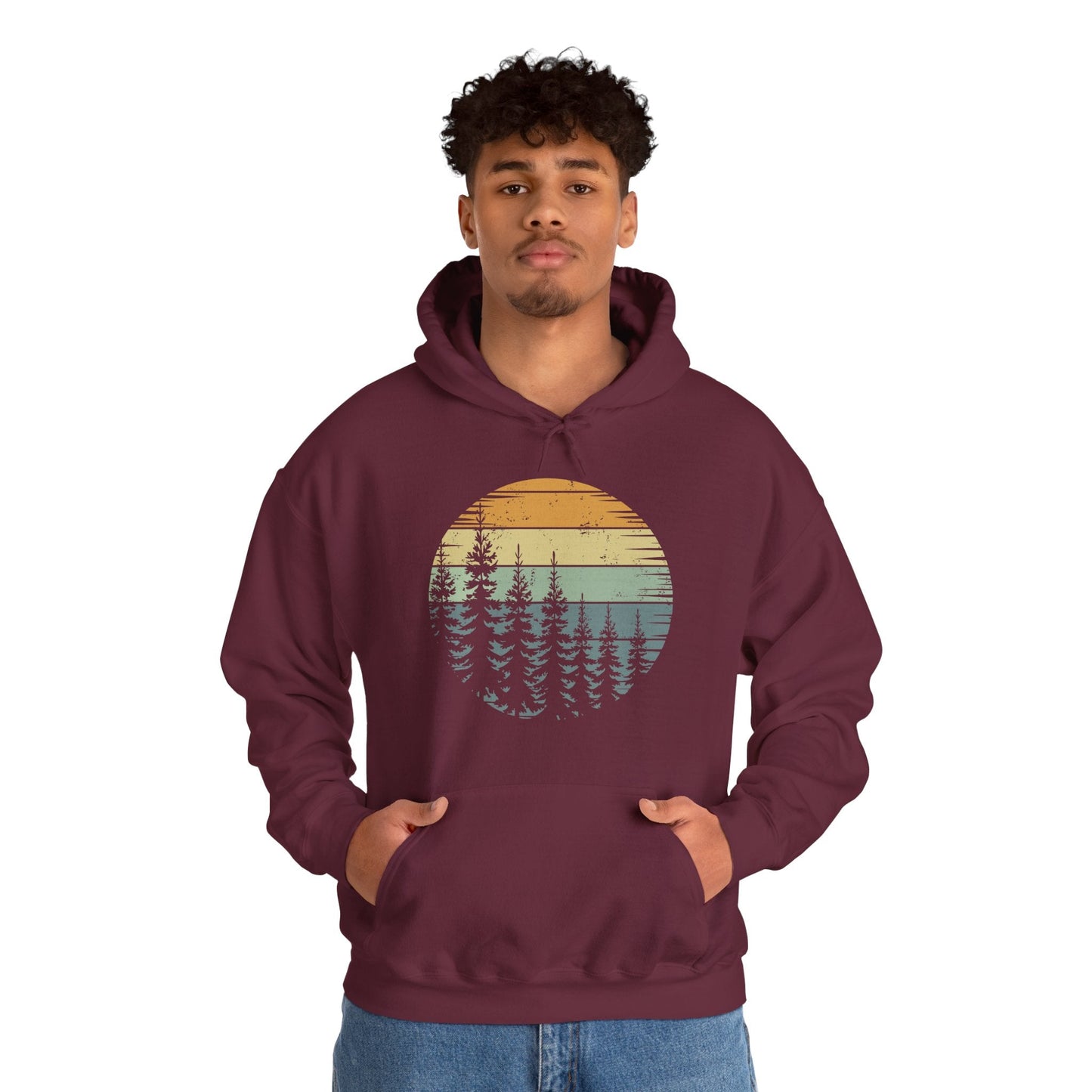 Retro Forest Trees Outdoors Nature Vintage Graphic Hoodie