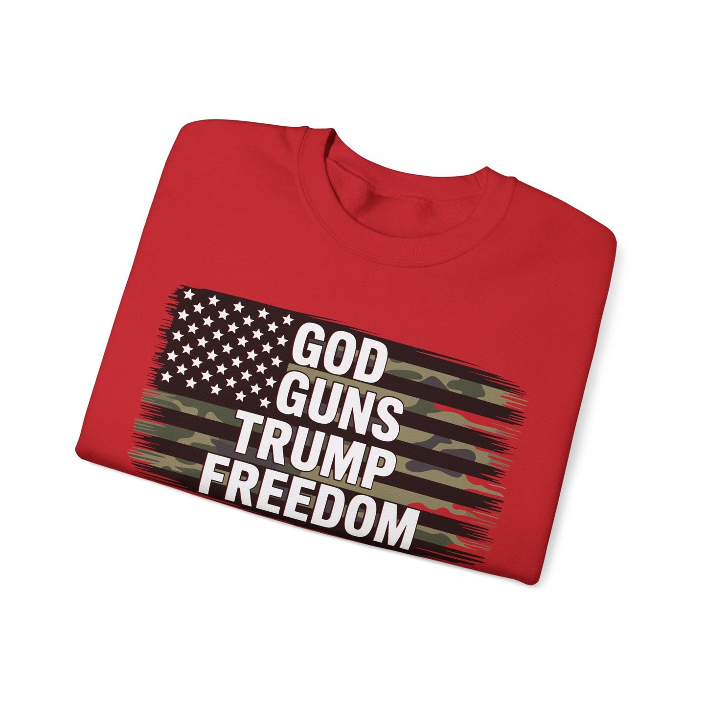 God Guns Trump Freedom Funny Camouflage Pro Gun USA Flag Sweatshirt