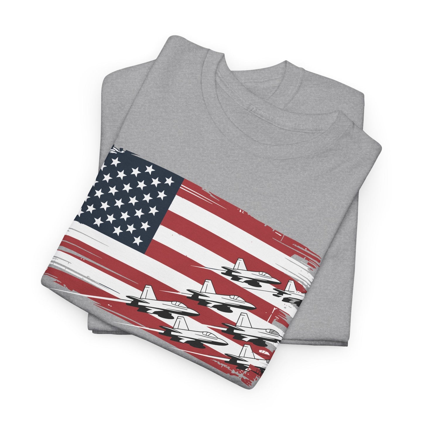 Patriotic Red White Blue USA Flag Fighter Jets 4th of July T-Shirt