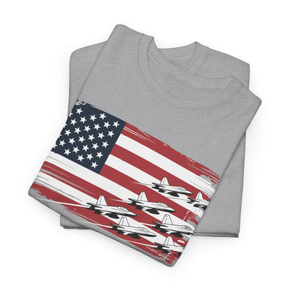 Patriotic Red White Blue USA Flag Fighter Jets 4th of July T-Shirt