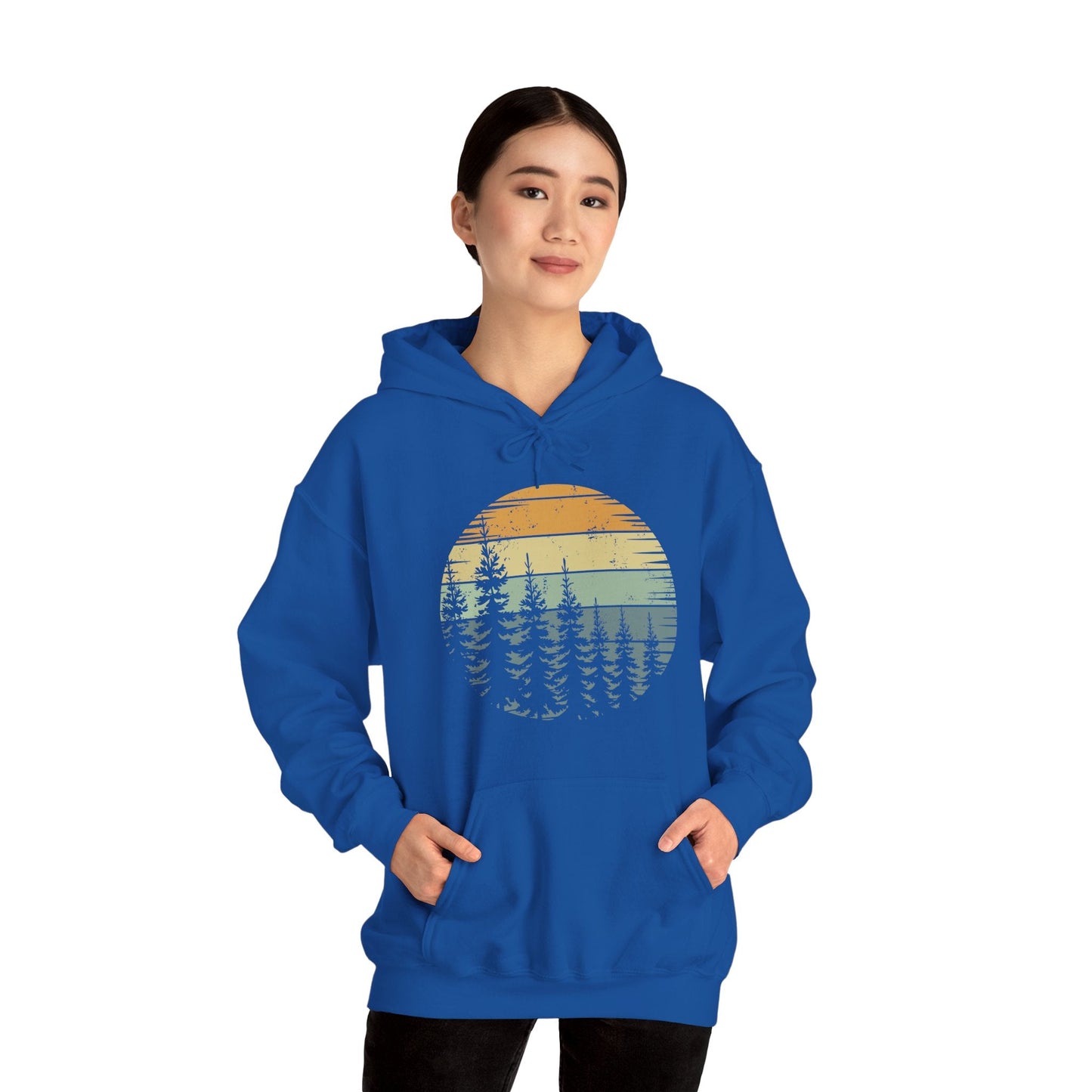 Retro Forest Trees Outdoors Nature Vintage Graphic Hoodie