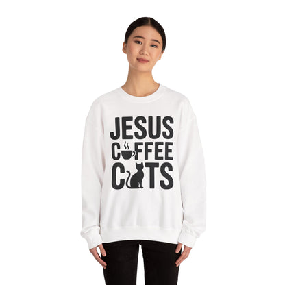 Christian Jesus, Coffee, Cats - Religous Cat Caffeine Lover Sweatshirt