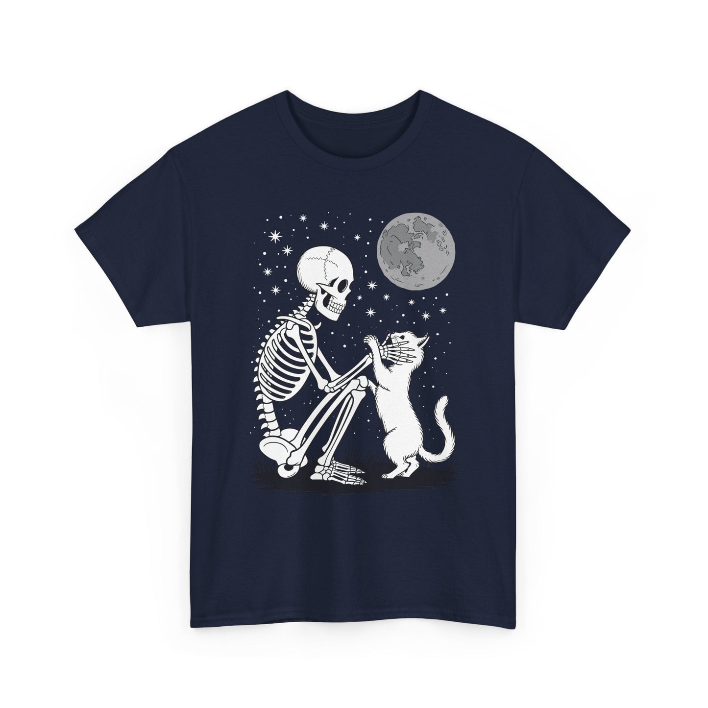 Skeleton Cat Skull Kitty Cute Goth Halloween Men Women T-Shirt