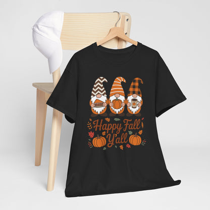 Happy Fall Y'all Gnome Pumpkin Autumn Thanksgiving Men Women T-Shirt