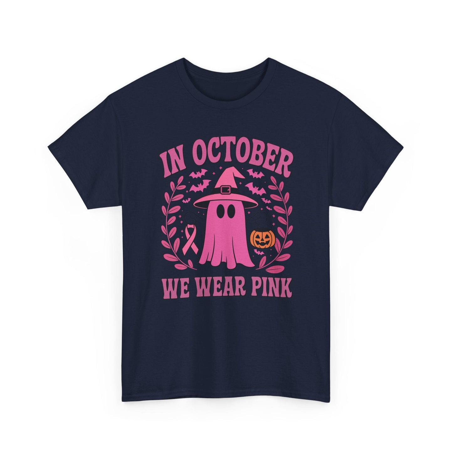 In October We Wear Pink Breast Cancer Awareness Halloween T-Shirt